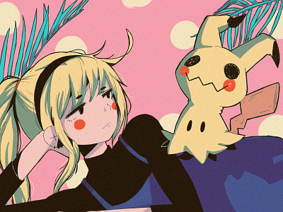 Mimikyu anime illustration ipadpro mimikyu pikachu pokemon poster procreate texture