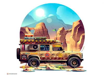 Sahara Defender car dakkar defender desert discovery dribbble gradients illustration instagram landscape logo nature oldies photoshop race rangerover stickers travel vanlife wallpaper