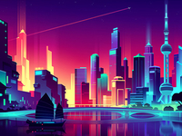 Illustrations-Shanghai Night by CAT-L 🤴 on Dribbble