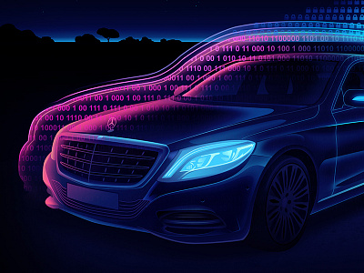 Mercedes Data Security car data design hacking illustration mercedes protection security technology web