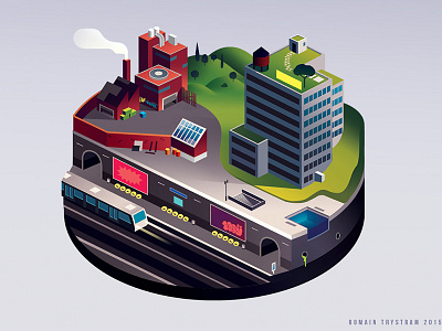 Pods_04 city eco grid industry iso isometric plate shema