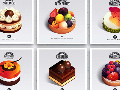 Yummycards Romain Trystram Pastries collection color desserts food illustration poster series trystram vegetables