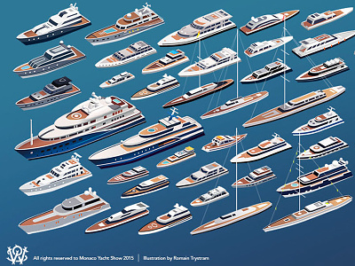 monaco yacht show 1 boats harbour illustration isometric luxe luxury salon yachts