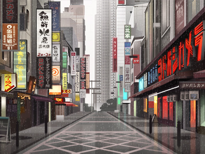 Tokyo Alley alley art direction background digital art game illustration japan rain tokyo