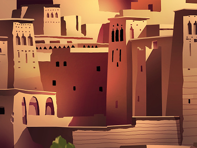 Bled ancient bled city desert earth illustration light morocco shadow travel trystram