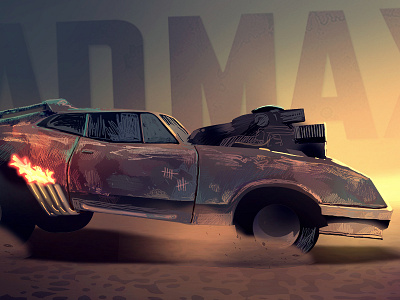 Madmax car desert illustration madmax race
