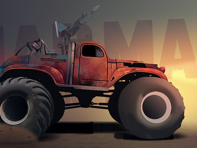 Mad Max Biggy car desert illustration madmax race