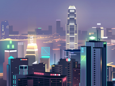 Augmented hong kong city color hong kong illustration light neon night windows
