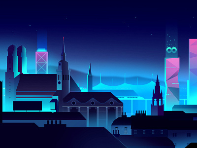 Headroom vr headroom illustration landscape munich neon night virtual