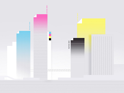 Pantones art buildings city color design future illustration landscape pantone paper print