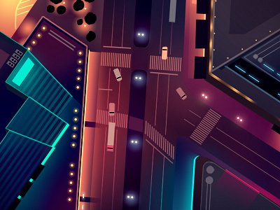 a street automotive cars city future game gat illustration light neon night trystram