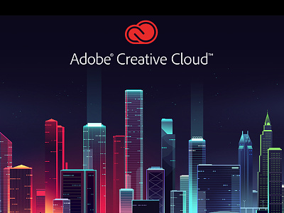 Adobe document cloud 2 adobe city color game illustration light night play retro skyline trystram