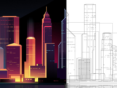 Hella skyline affinity city designer future illustration neon retro street trystram vector