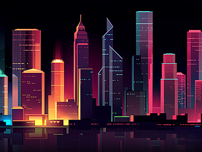 hella skyline 2 affinity city designer future illustration neon retro street trystram vector