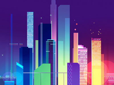 color city concept geometric illustration light line smart city vector