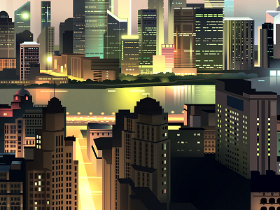 Shanghai island 3 animation future gradient illustration light neon night retro skyline world
