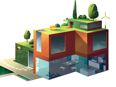 Dans Quel Monde 06 buildings city color editorial futur gradient illustration light prospective trystram vector