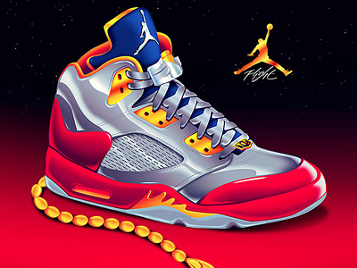 Jojo 5 Phoenix asics color gradient illustration kicks sneakers vector world