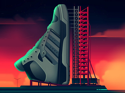 Adidas Launch asics color gradient illustration kicks sneakers vector world