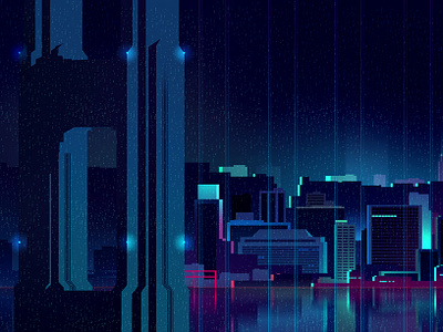 gone 31 akira architecture bladerunner drive illustration light neon night retro thriller