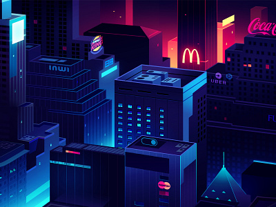 Trystram Mirage Dribbble 002 blade runner bladerunner dystopia futur illustration light logo neon syfy vector