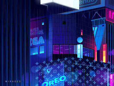 Mirage_series_05 blade runner city futur gradient illustration light logo neon night photoshop retro travel