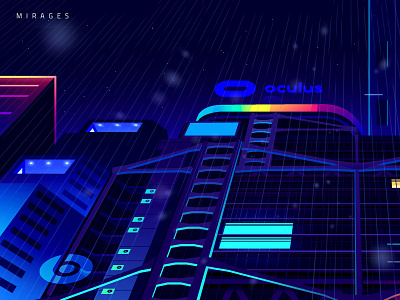 Mirage_series_17 architecture futur game gradient illustration neon noir retro series travel vector wallpaper