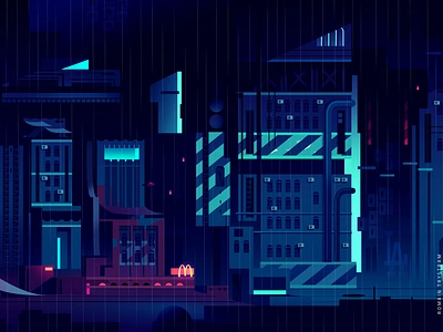 Mirage_series_19 arcitecture blade runner exploration futur geme illustration neon noir retro vector wallpaper