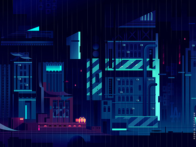 Mirage_series_19 arcitecture blade runner exploration futur geme illustration neon noir retro vector wallpaper