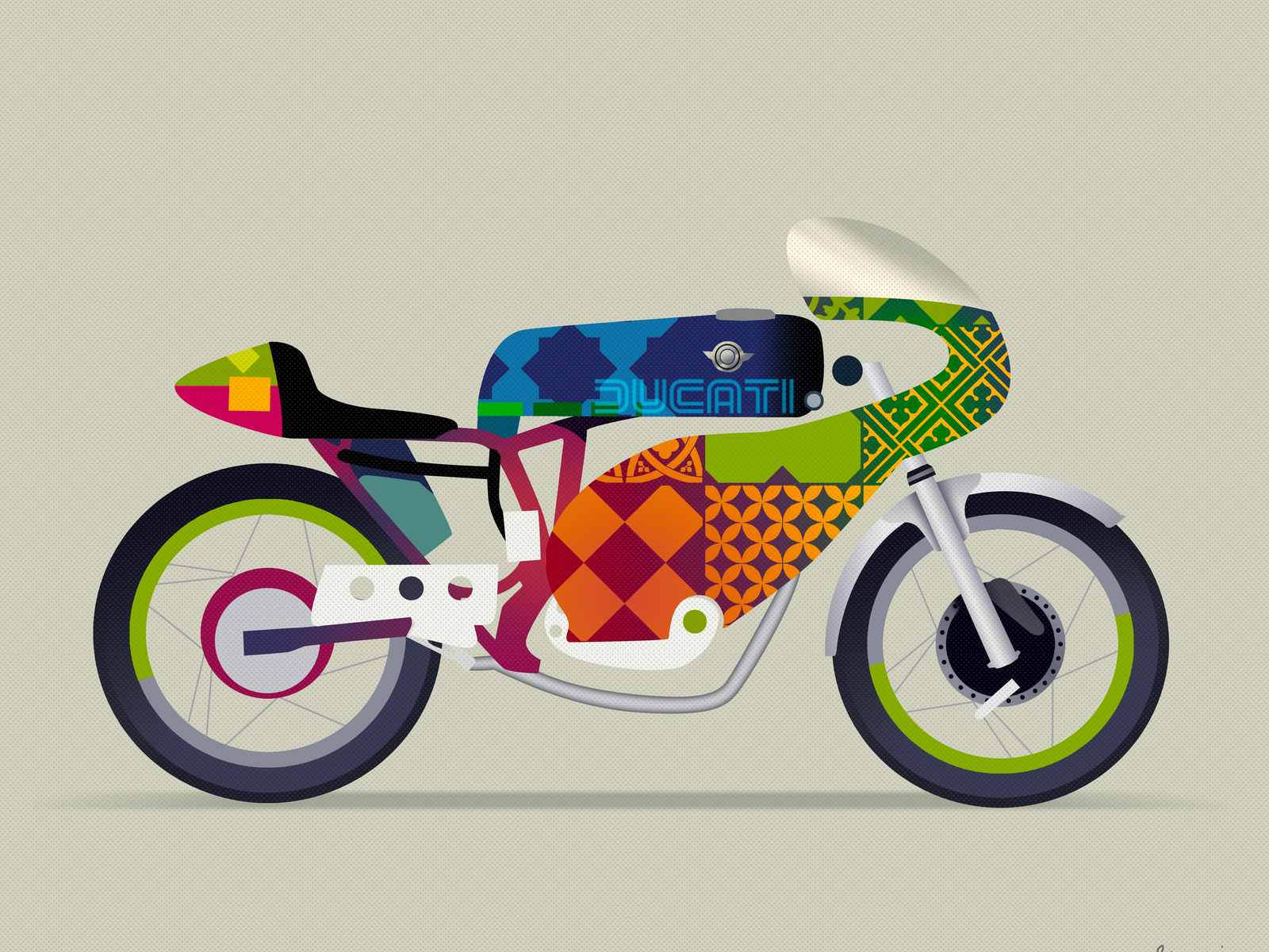 africa_bike decoration wall wallpaper industrial design automotive car bike fresh vector travel africa flat affinity moto illustrator photoshop patchwork color illustration