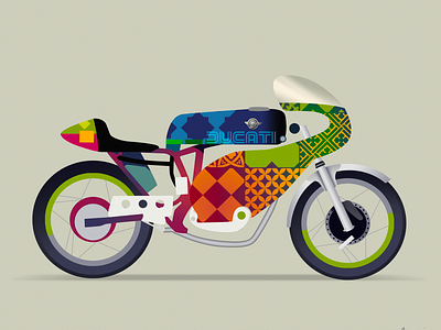 africa_bike affinity africa automotive bike car color decoration design flat fresh illustration illustrator industrial moto patchwork photoshop travel vector wall wallpaper