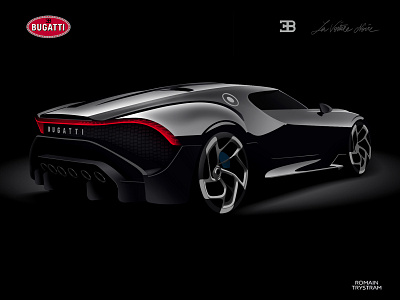 Bugatti la voiture noire 02 2d animation black branding car design flat illustration illustrator minimal photoshop vector