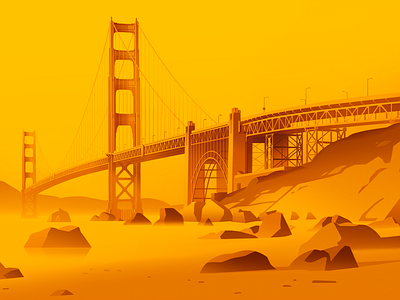 Golden Gate animation art city clean design flat illustration illustrator landscape minimal photoshop sanfrancisco travel vector web website yellow