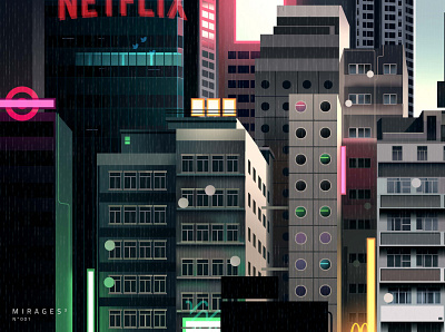 mirages n 3 003 city cyberpunk futur illustration light neon neotokyo tokyo trystram