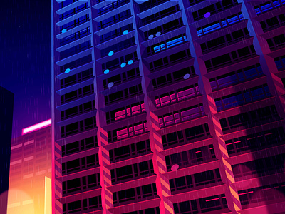mirages n 3 026 color cyberpunk futur illustration neon neotokyo retro tokyo trystram vector