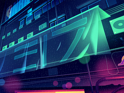 mirage_part1_018 akira city cyberpunk futur illustration light neon neotokyo tokyo trystram