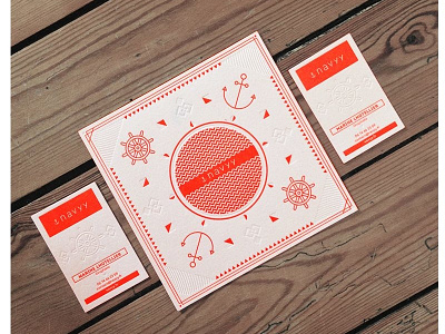 letterpress Navyy anchor business card graphicdesign letterpress nantes navyy neon pantone red sail sea