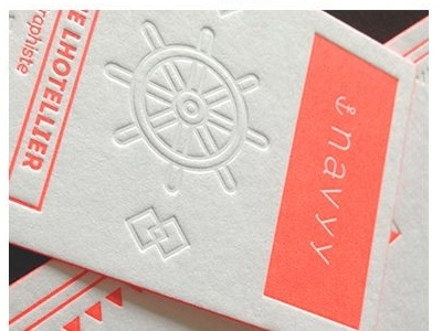 business card letterpress anchor business card graphicdesign letterpress nantes navyy neon pantone red sail sea