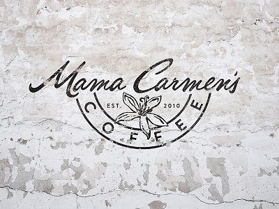 Mama Carmen's Coffee coffee flower logo mama carmens script