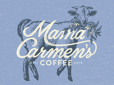 Mama Carmen's Coffee Goat cherry coffee drawing goat hand drawn leaf plant typography