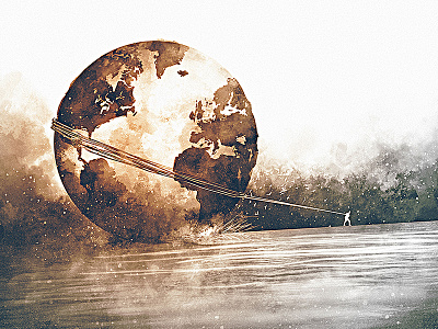 Burden Carrier burden carry drawing globe illustration painting pull world