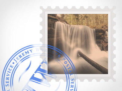 Postal Stamp blue orange postal stamp waterfall
