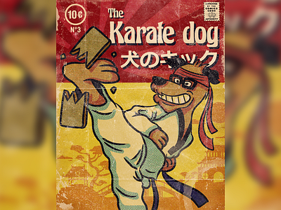 The Karate Dog character comic cover art halftone illustration pain tool sai photoshop pulp art retro vintage