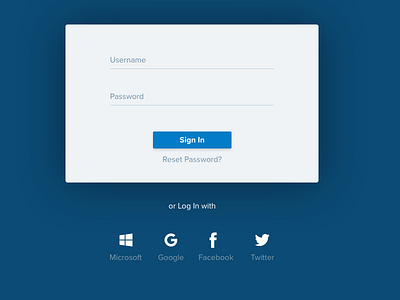 Simple Login Screen dark dropshadow federation login login screen reset password sign in sketch
