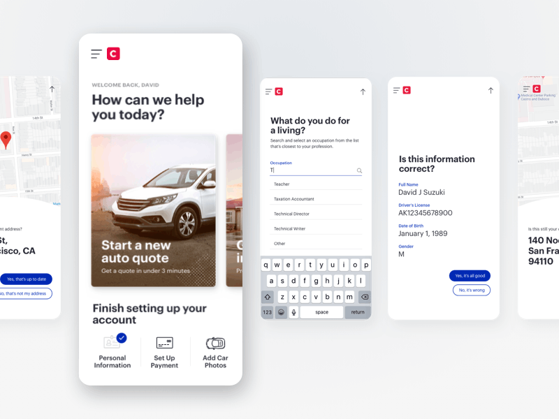 Cover App - Insurance Quote chat insurance interaction interface mobile product design question ui ux