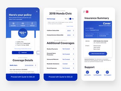 Cover App - Price + Insurance Card