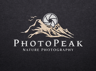 PhotoPeak Photography Logo brand design brand identity branding camera logo lens logo design mountain logo nature logo photographer photography logo vintage logo