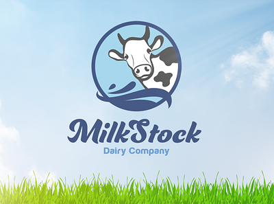 MilkStock - Dairy Product Logo agriculture logo animal logo brand design brand identity branding company logo cow logo dairy farm logo husbandry livestock logo design milk