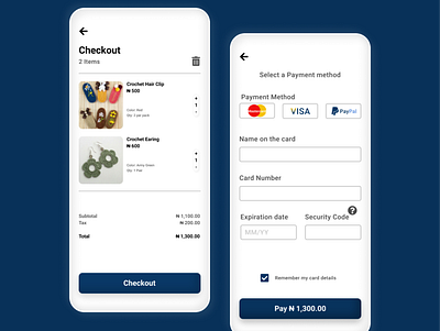 Credit Card Checkout app design ui ux