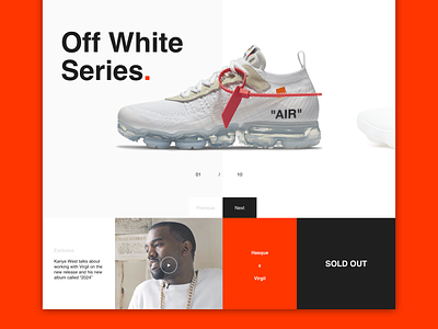 Off White Series art clean design fashion history nike orange paper red shoes typography ui virgil website